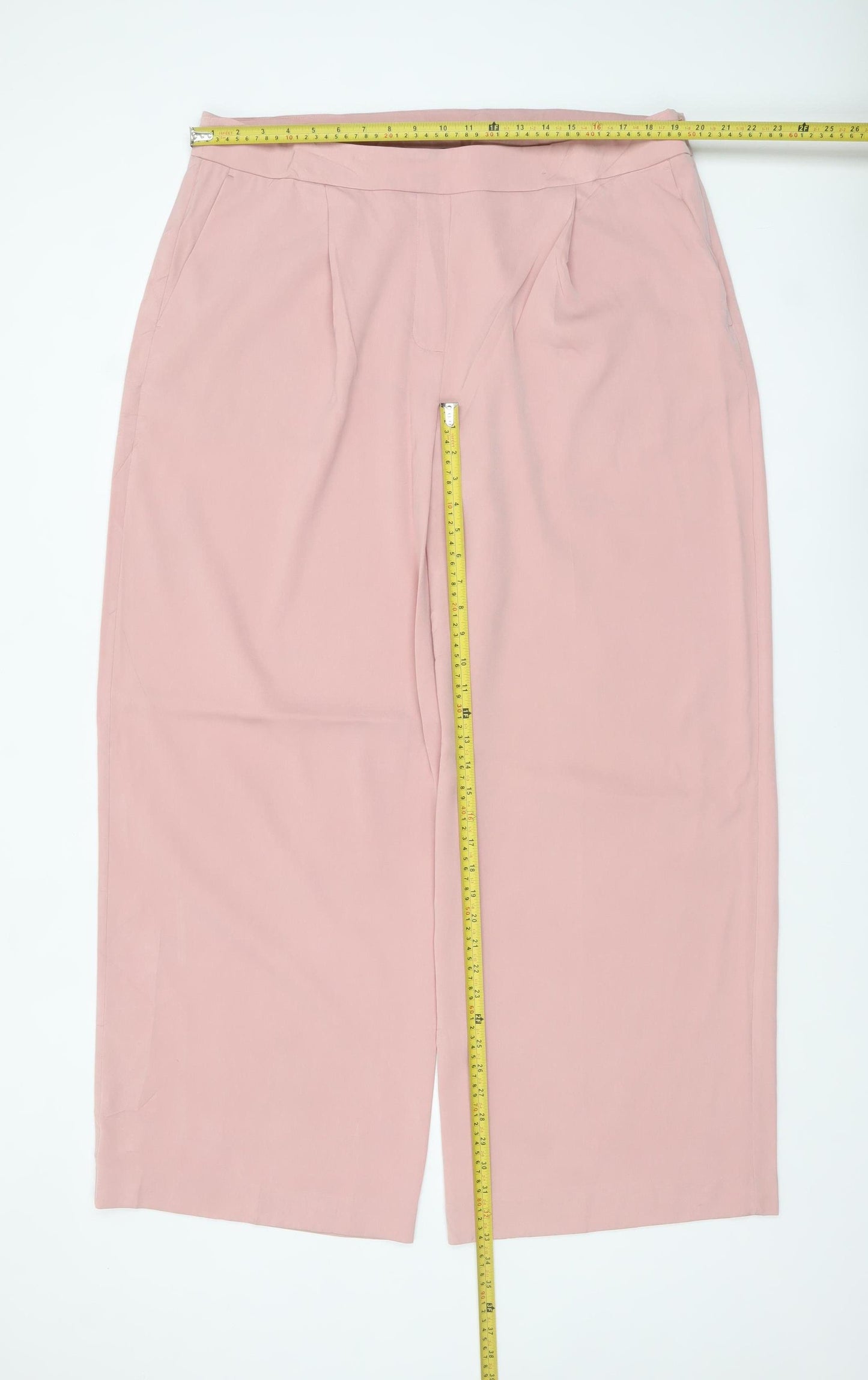 Marks and Spencer Womens Pink Wide-Leg Pleated Trousers Size 20
