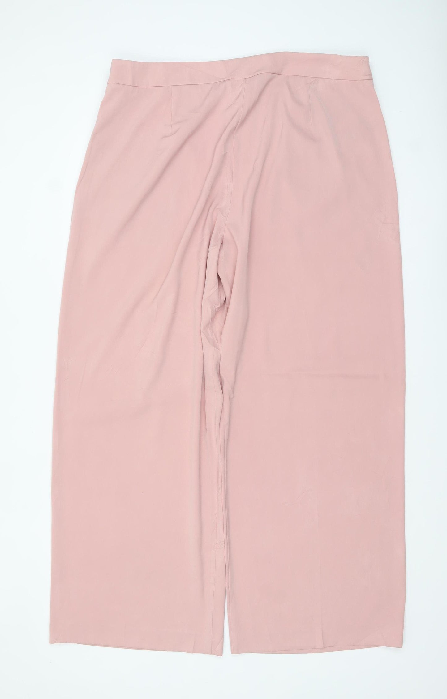 Marks and Spencer Womens Pink Wide-Leg Pleated Trousers Size 20