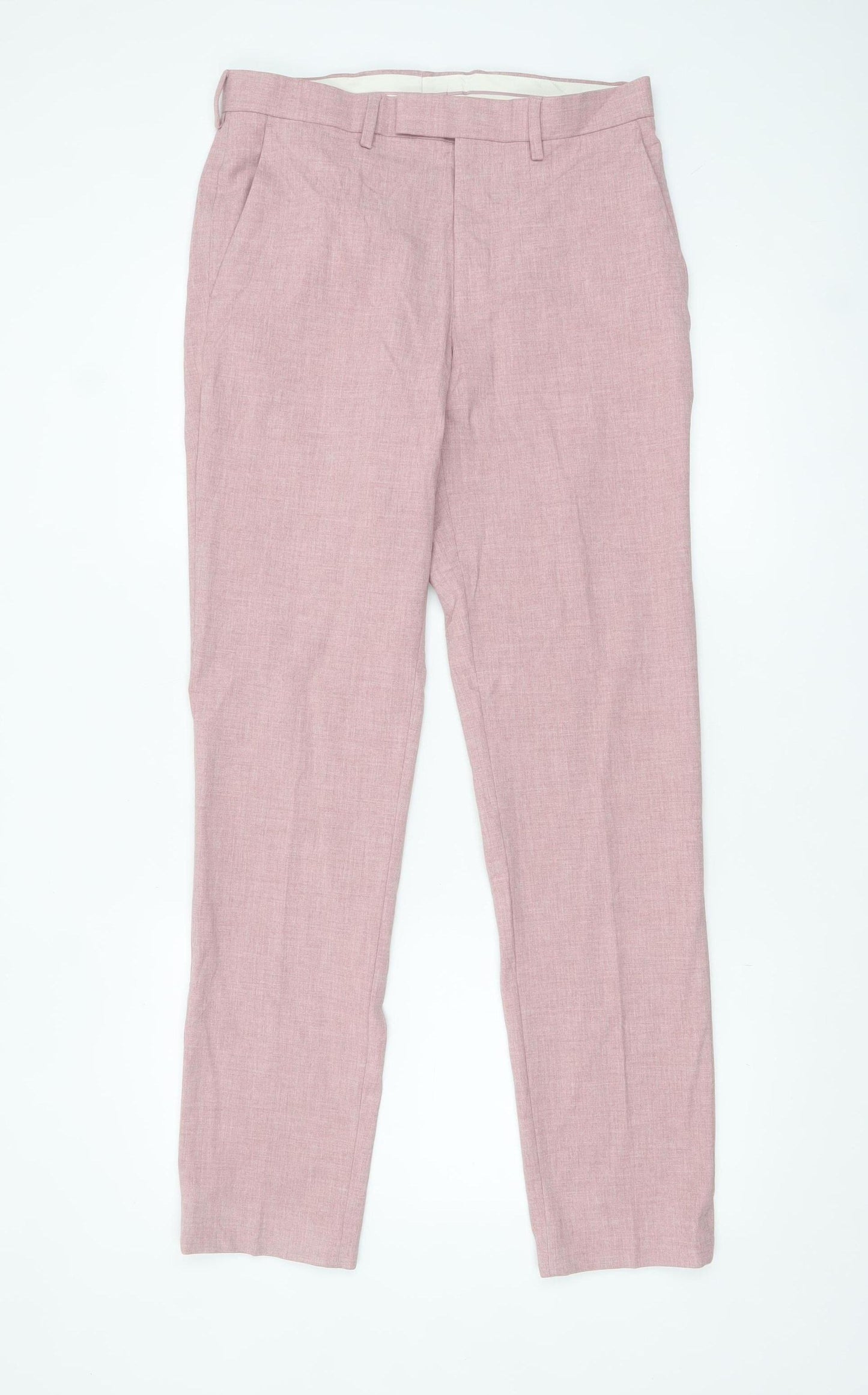Marks and Spencer Men’s Pink Slim Fit Dress Trousers 30W 33L