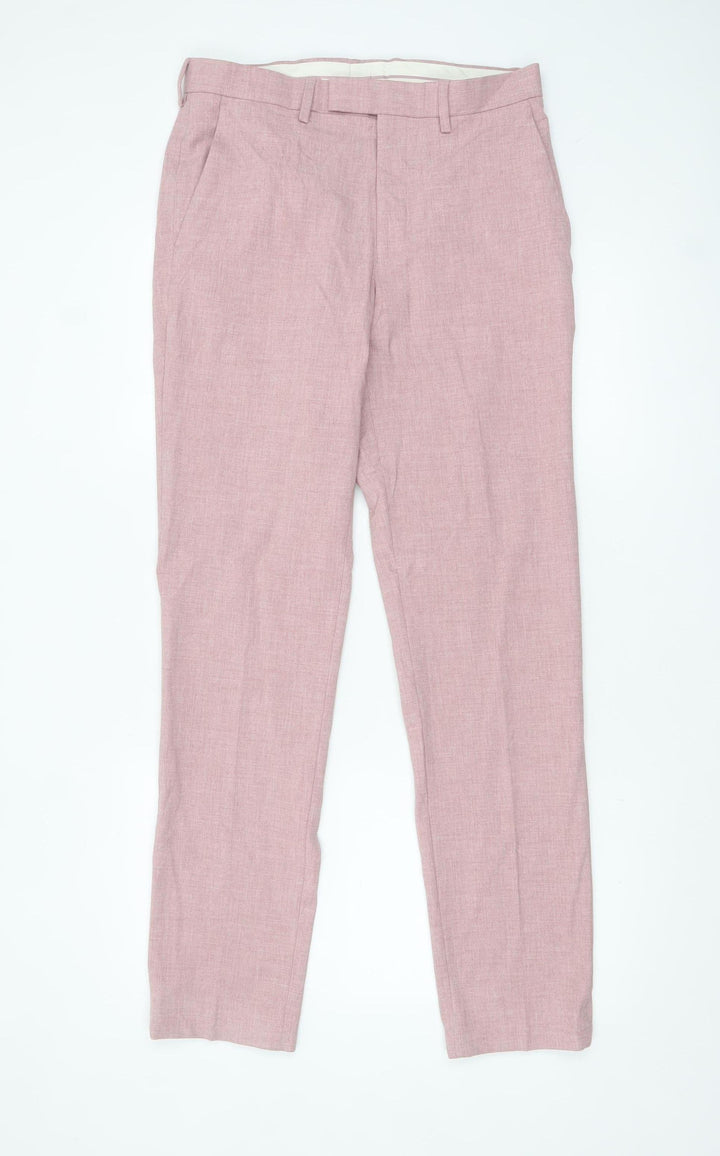 Marks and Spencer Men’s Pink Slim Fit Dress Trousers 30W 33L