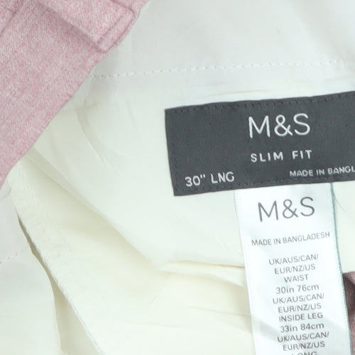 Marks and Spencer Men’s Pink Slim Fit Dress Trousers 30W 33L