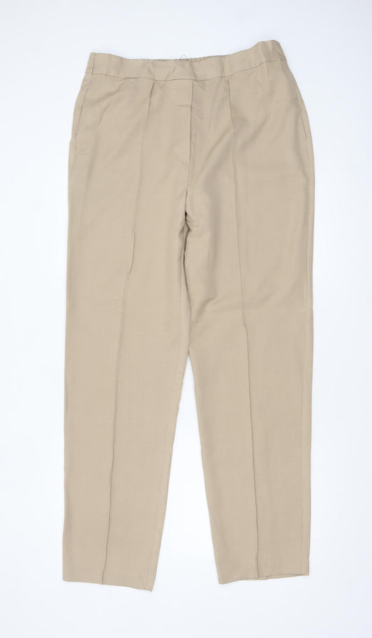 Marks and Spencer Women’s Beige Regular Fit Straight Trousers Size 16