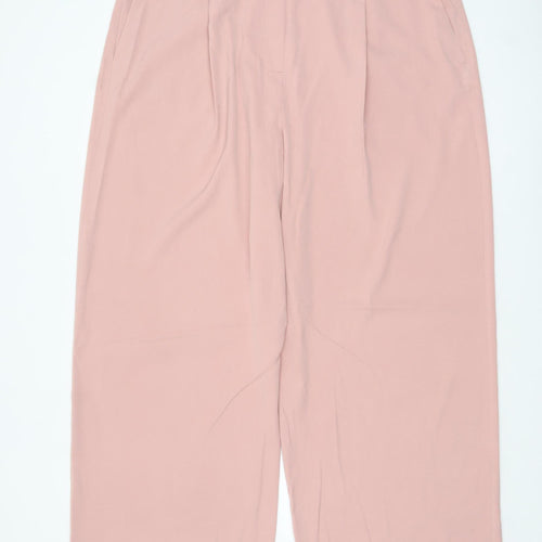 Marks and Spencer Women Pink Wide-Leg Pleated Trousers Size 22