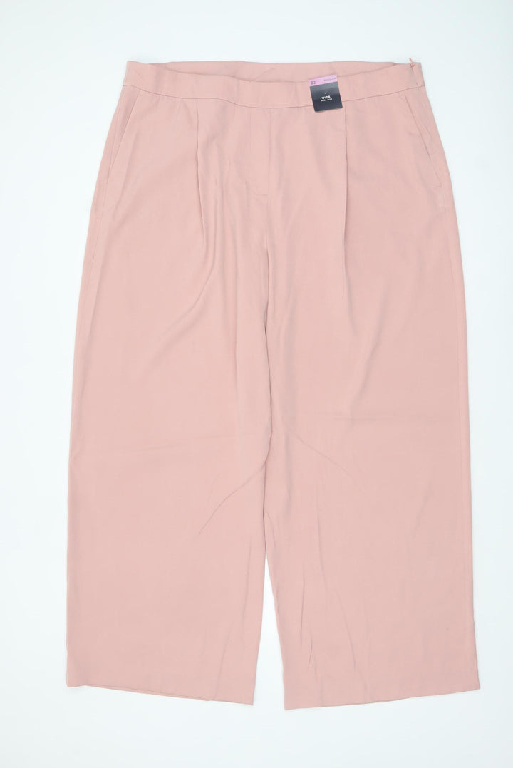Marks and Spencer Women Pink Wide-Leg Pleated Trousers Size 22