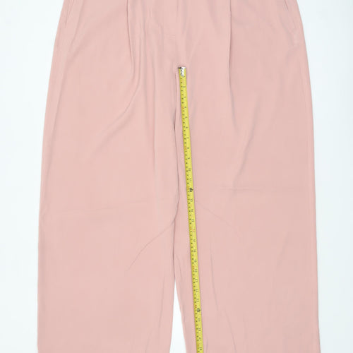 Marks and Spencer Women Pink Wide-Leg Pleated Trousers Size 22