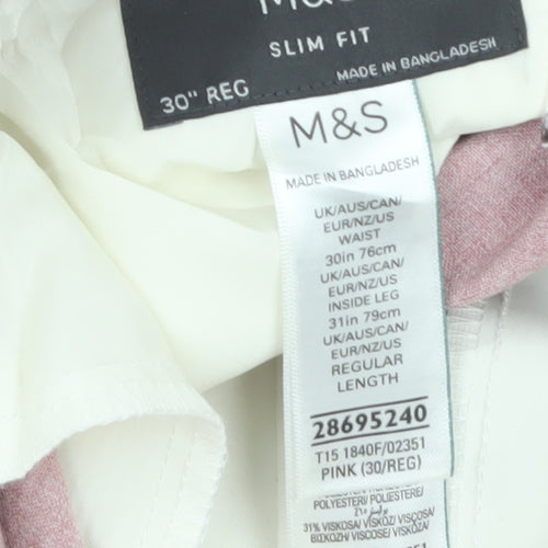 Marks and Spencer Men's Pink Slim Fit Chino Trousers 30x31