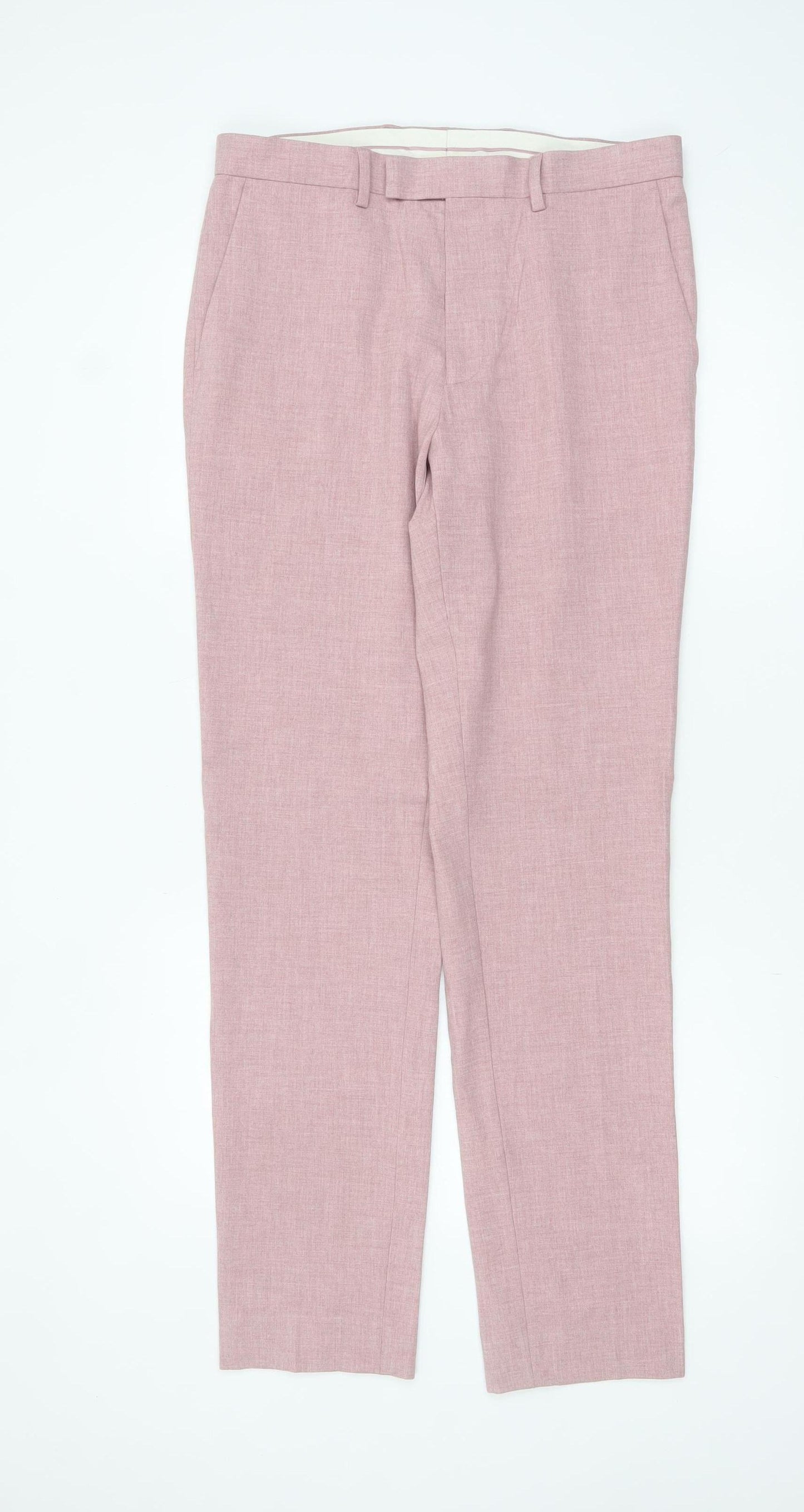 Marks and Spencer Mens Pink Slim Fit Dress Trousers 32W 33L