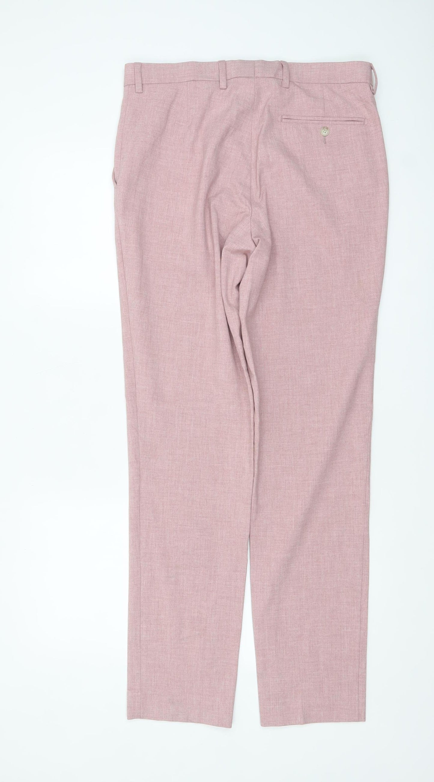 Marks and Spencer Mens Pink Slim Fit Dress Trousers 32W 33L