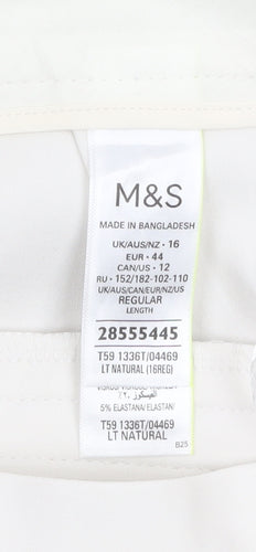 Marks and Spencer Women Ivory Size 16 Ankle Trousers Stretch