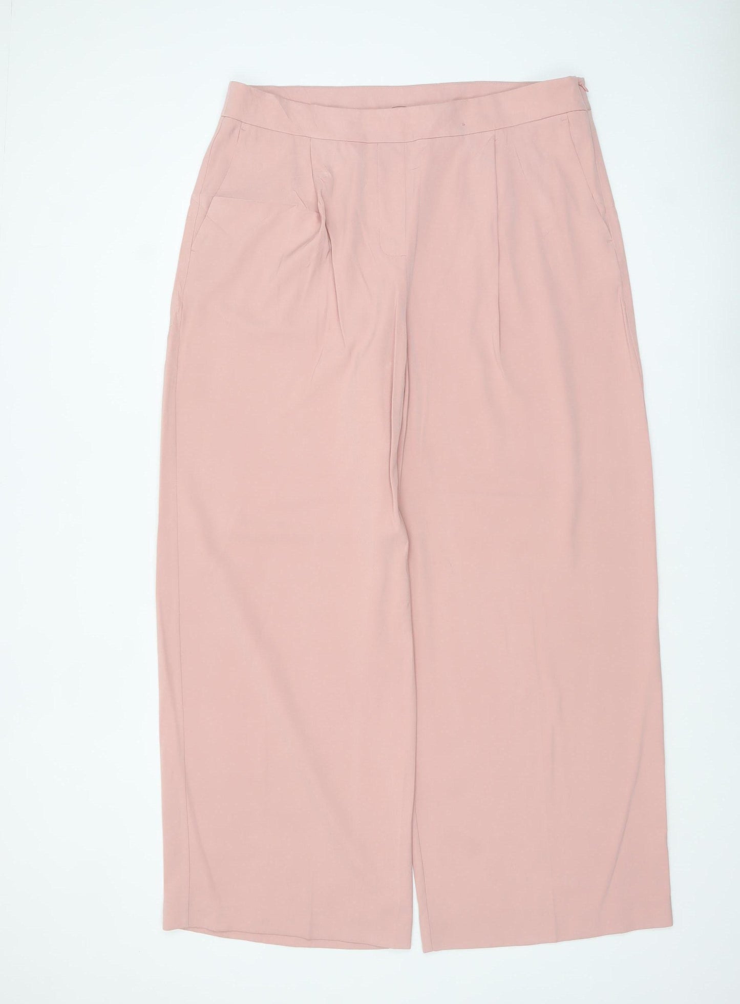 Marks and Spencer Women’s Pink Wide-Leg Crepe Trousers Size 18 Regular