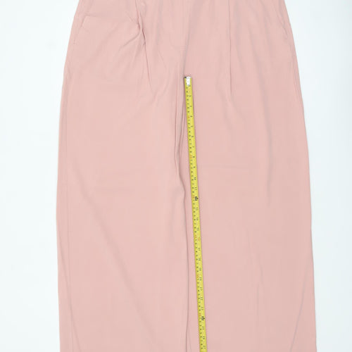 Marks and Spencer Women’s Pink Wide-Leg Crepe Trousers Size 18 Regular