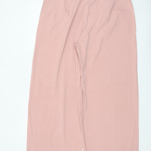 Marks and Spencer Women’s Pink Wide-Leg Crepe Trousers Size 18 Regular