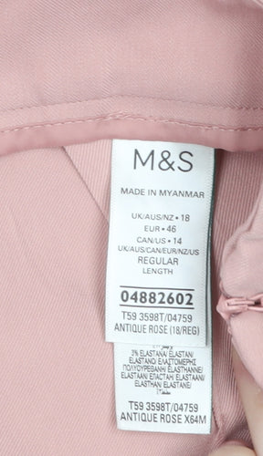 Marks and Spencer Women’s Pink Wide-Leg Crepe Trousers Size 18 Regular