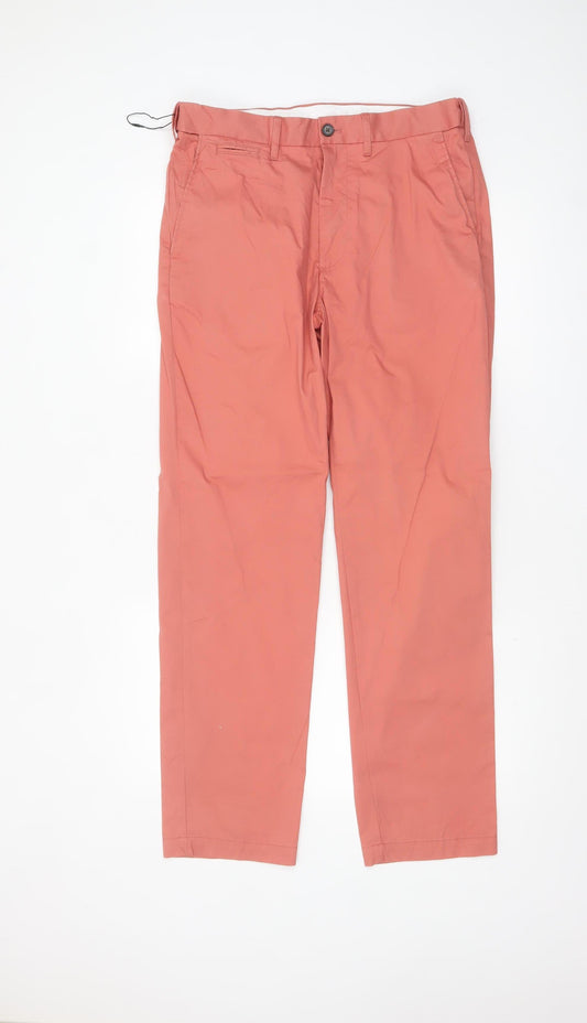 Marks and Spencer Men's Pink Regular Fit Chino Trousers 32