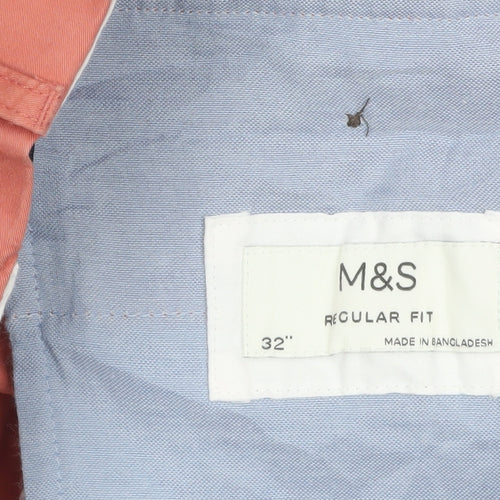 Marks and Spencer Men's Pink Regular Fit Chino Trousers 32