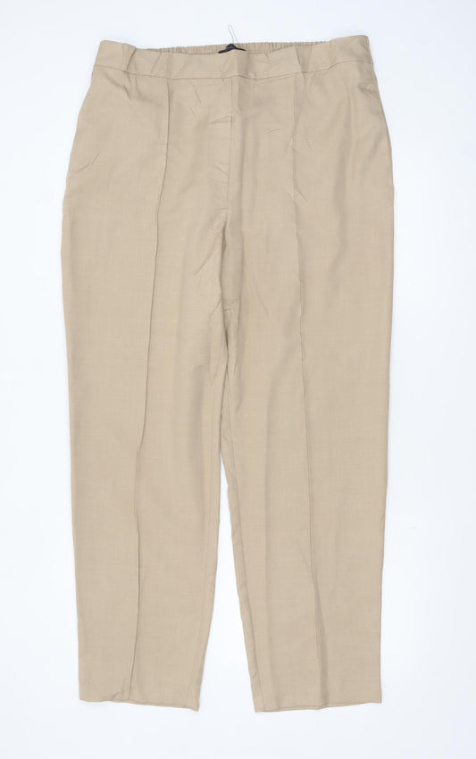 Marks and Spencer Women’s Beige Regular Fit Lightweight Trousers Size 18