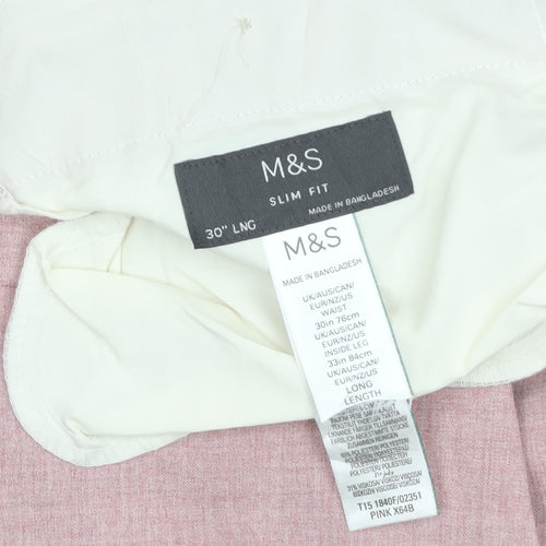 Marks and Spencer Men’s Pink Slim Fit Trousers 30W 33L