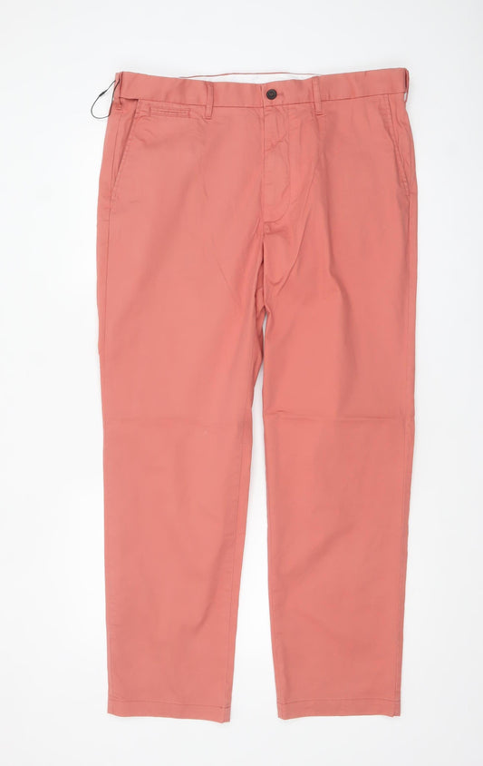 Marks and Spencer Men’s Pink Chino Trousers 38in Waist Regular Fit