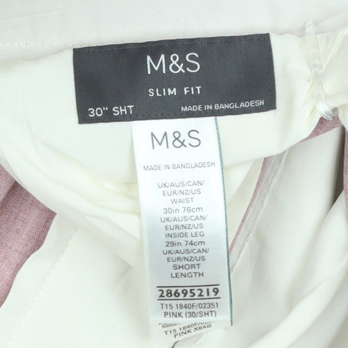 Marks and Spencer Men’s Pink Slim Fit Trousers 30x29