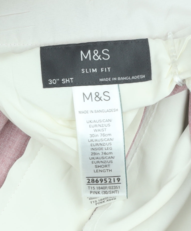 Marks and Spencer Men’s Pink Slim Fit Trousers 30x29