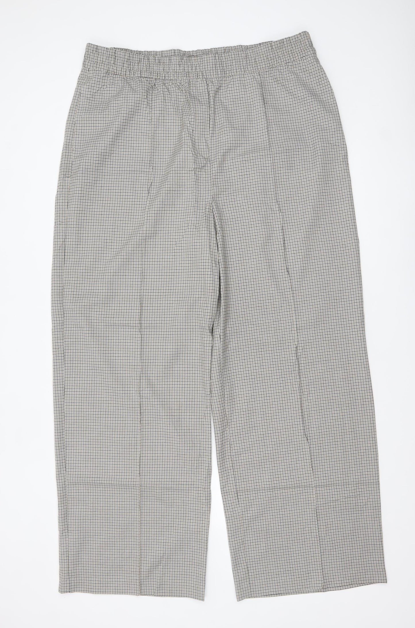 Marks and Spencer Women’s Grey Check Trousers Size 20 Long Elastic Waist