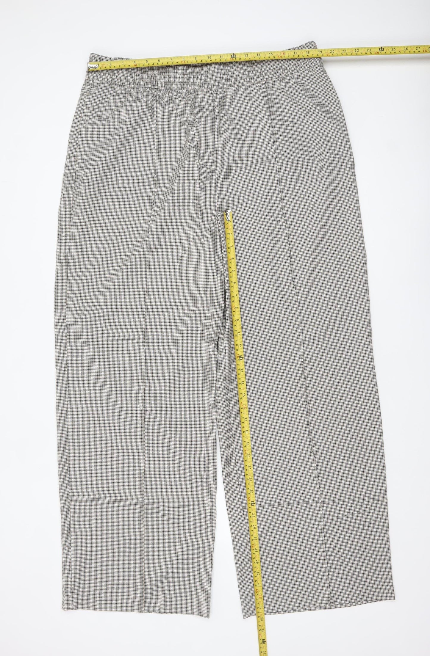 Marks and Spencer Women’s Grey Check Trousers Size 20 Long Elastic Waist