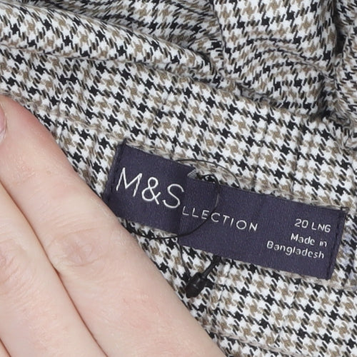 Marks and Spencer Women’s Grey Check Trousers Size 20 Long Elastic Waist
