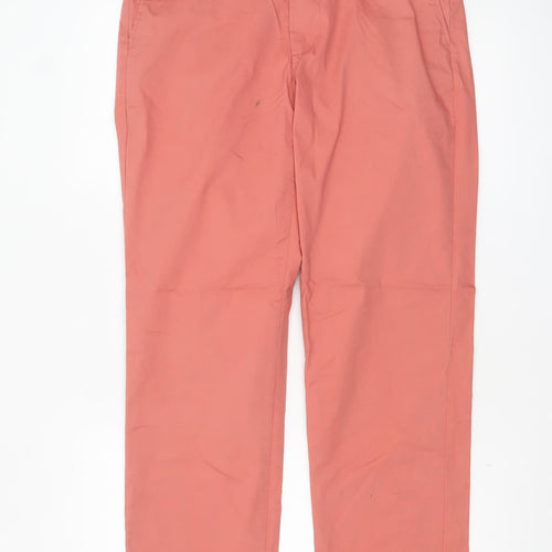 Marks and Spencer Men's Orange Regular Fit Chino Trousers Size 32
