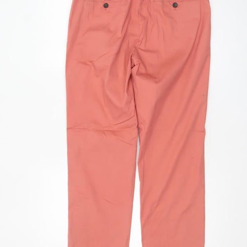 Marks and Spencer Men's Orange Regular Fit Chino Trousers Size 32