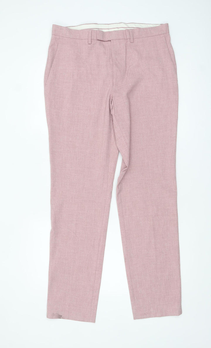 Marks and Spencer Men’s Pink Slim Fit Dress Trousers 34W 33L