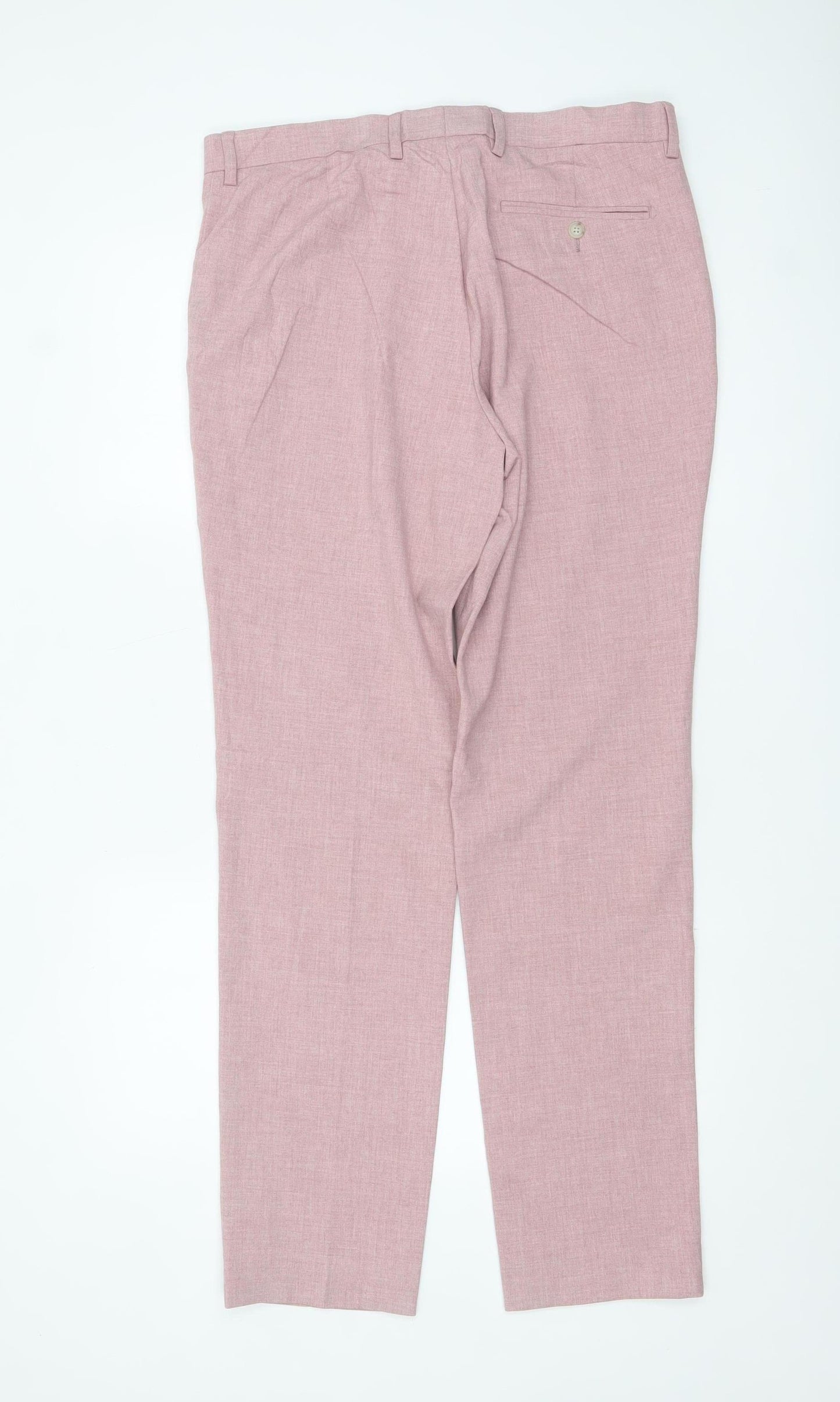 Marks and Spencer Men’s Pink Slim Fit Dress Trousers 34W 33L