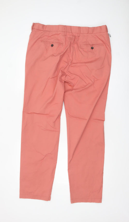 Marks and Spencer Men's Pink Regular Fit Chino Trousers Size 38