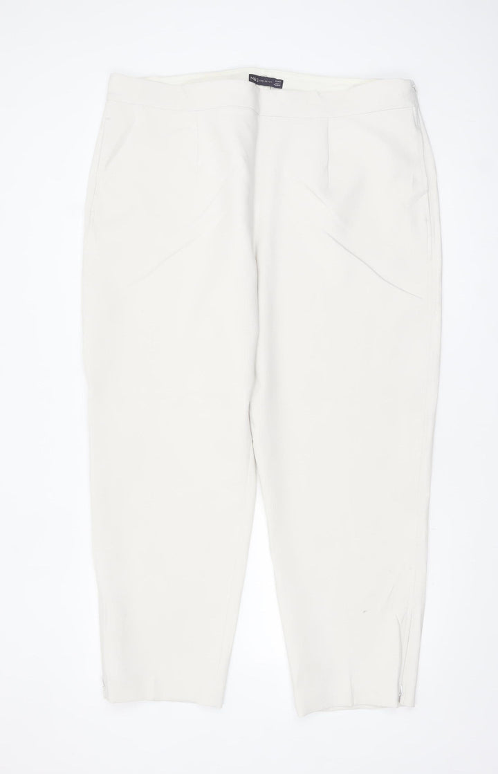 Marks and Spencer Women’s Ivory Regular Fit Stretch Trousers Size 22