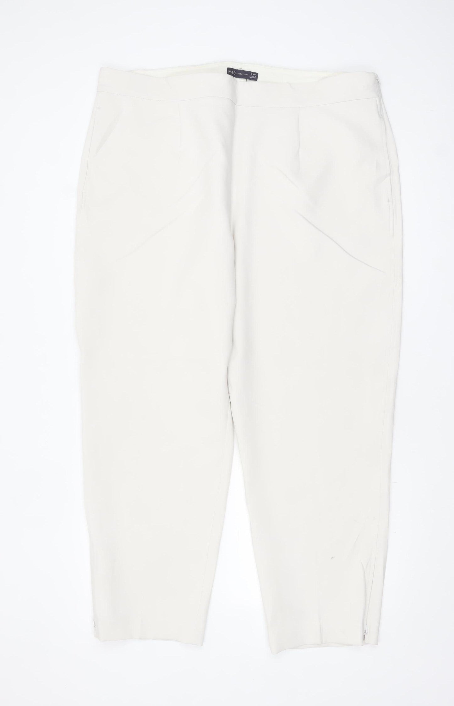 Marks and Spencer Women’s Ivory Regular Fit Stretch Trousers Size 22