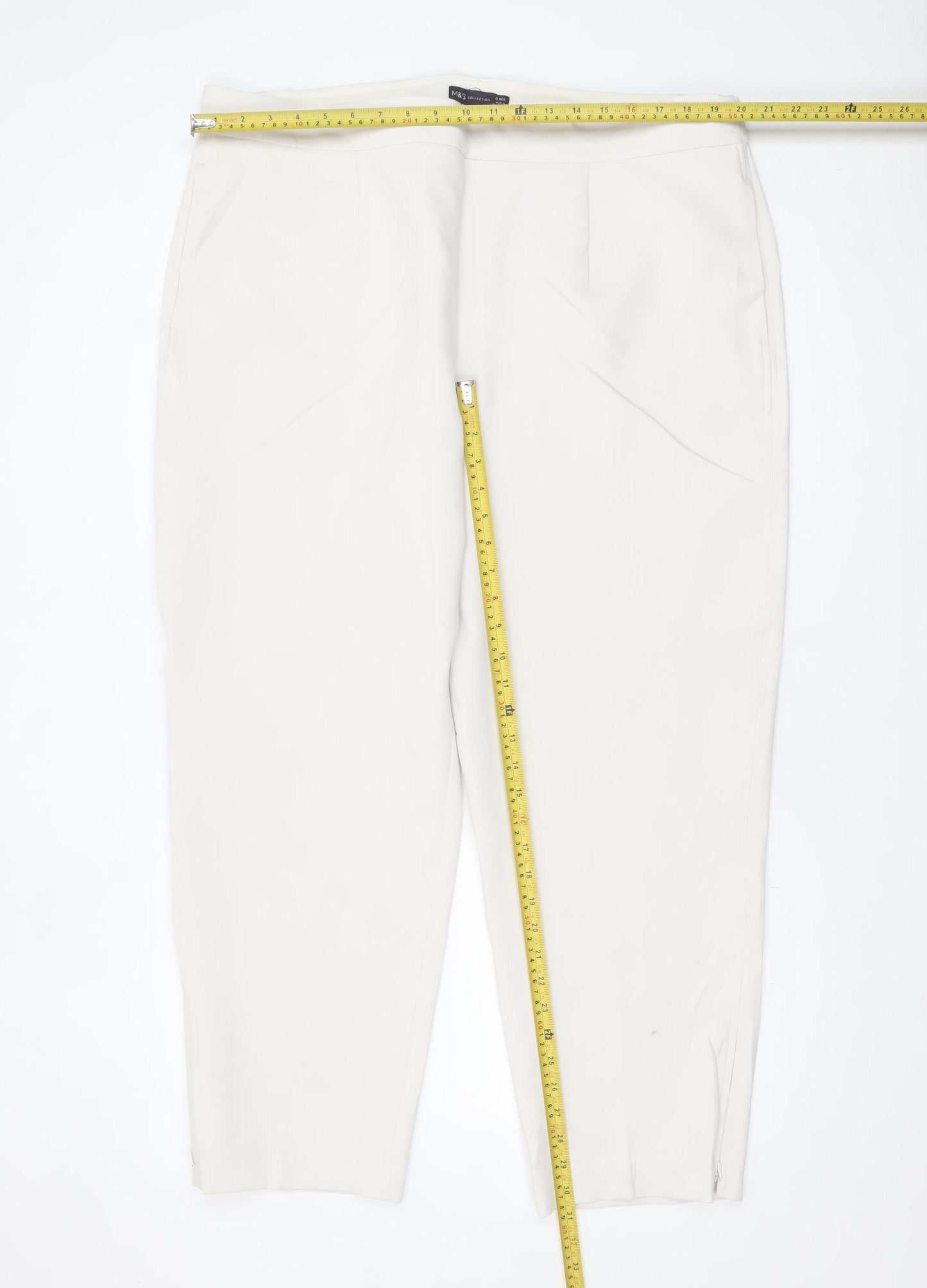 Marks and Spencer Women’s Ivory Regular Fit Stretch Trousers Size 22
