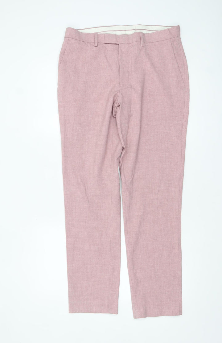 Marks and Spencer Men’s Pink Slim Fit Dress Trousers 32W 31L