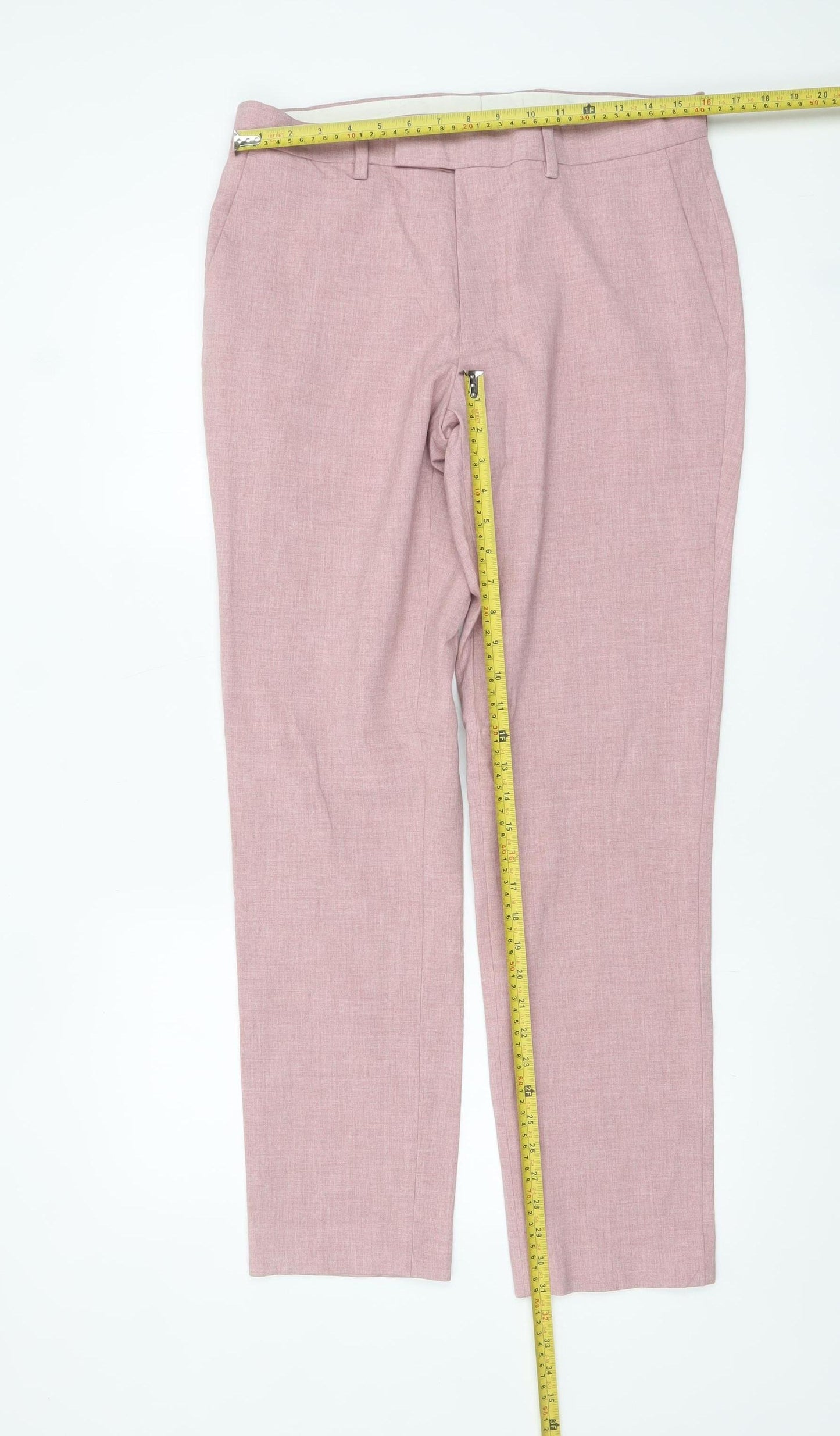 Marks and Spencer Men’s Pink Slim Fit Dress Trousers 32W 31L