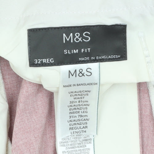 Marks and Spencer Men’s Pink Slim Fit Dress Trousers 32W 31L