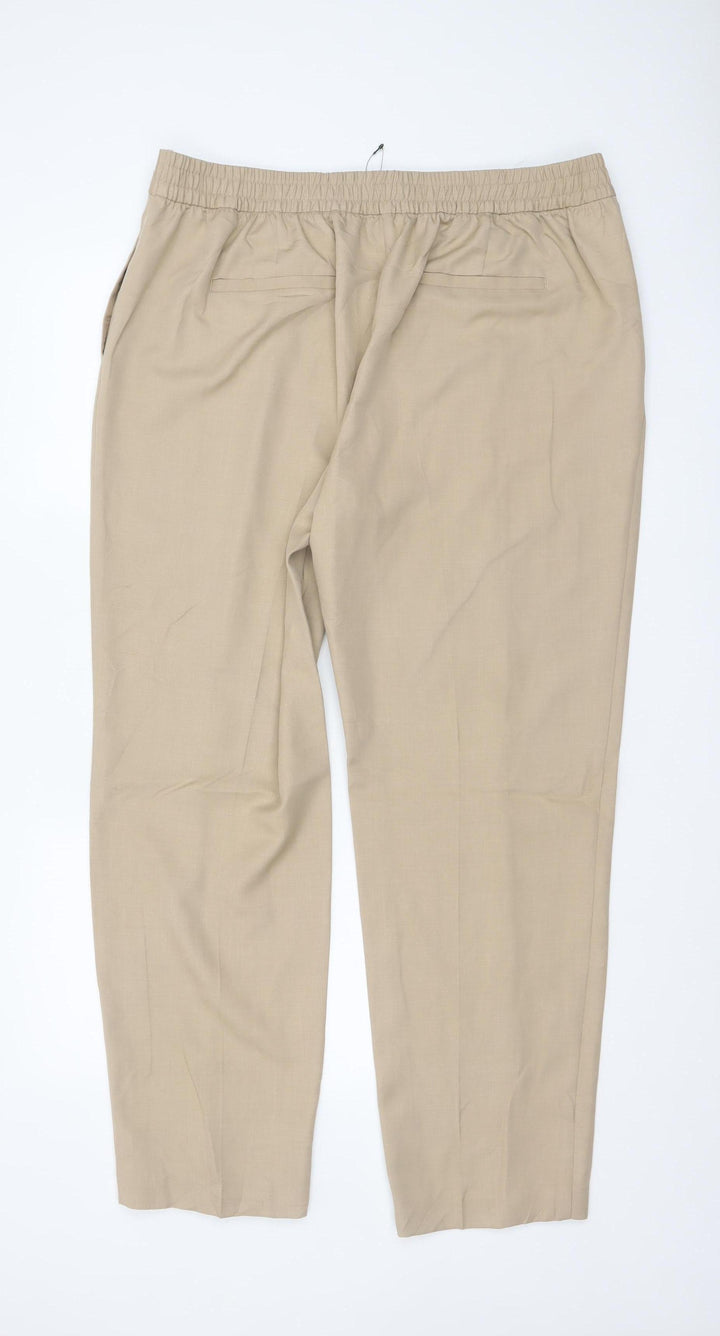 Marks and Spencer Women’s Beige Regular Fit Straight Trousers Size 18