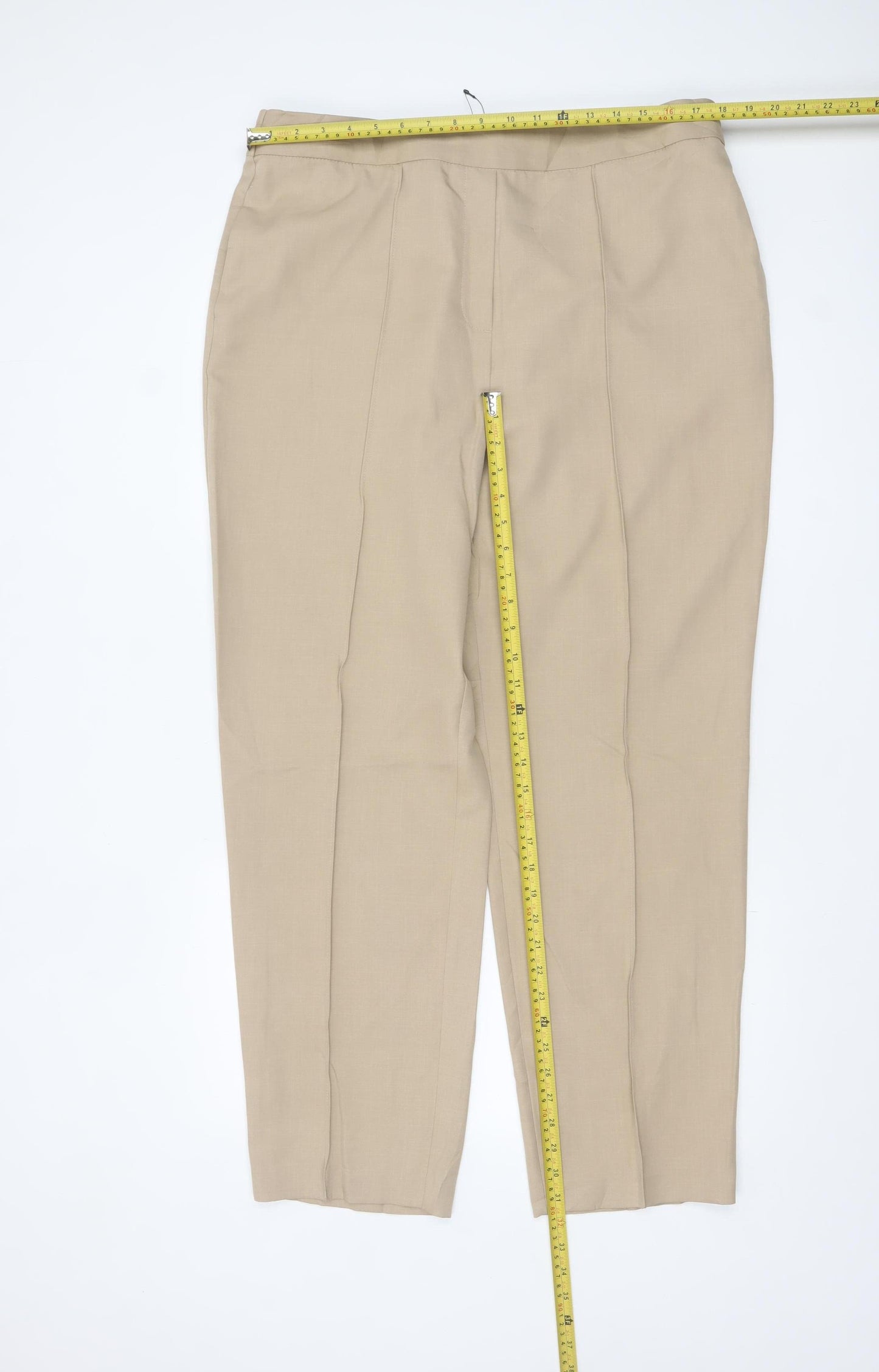 Marks and Spencer Women’s Beige Regular Fit Straight Trousers Size 18