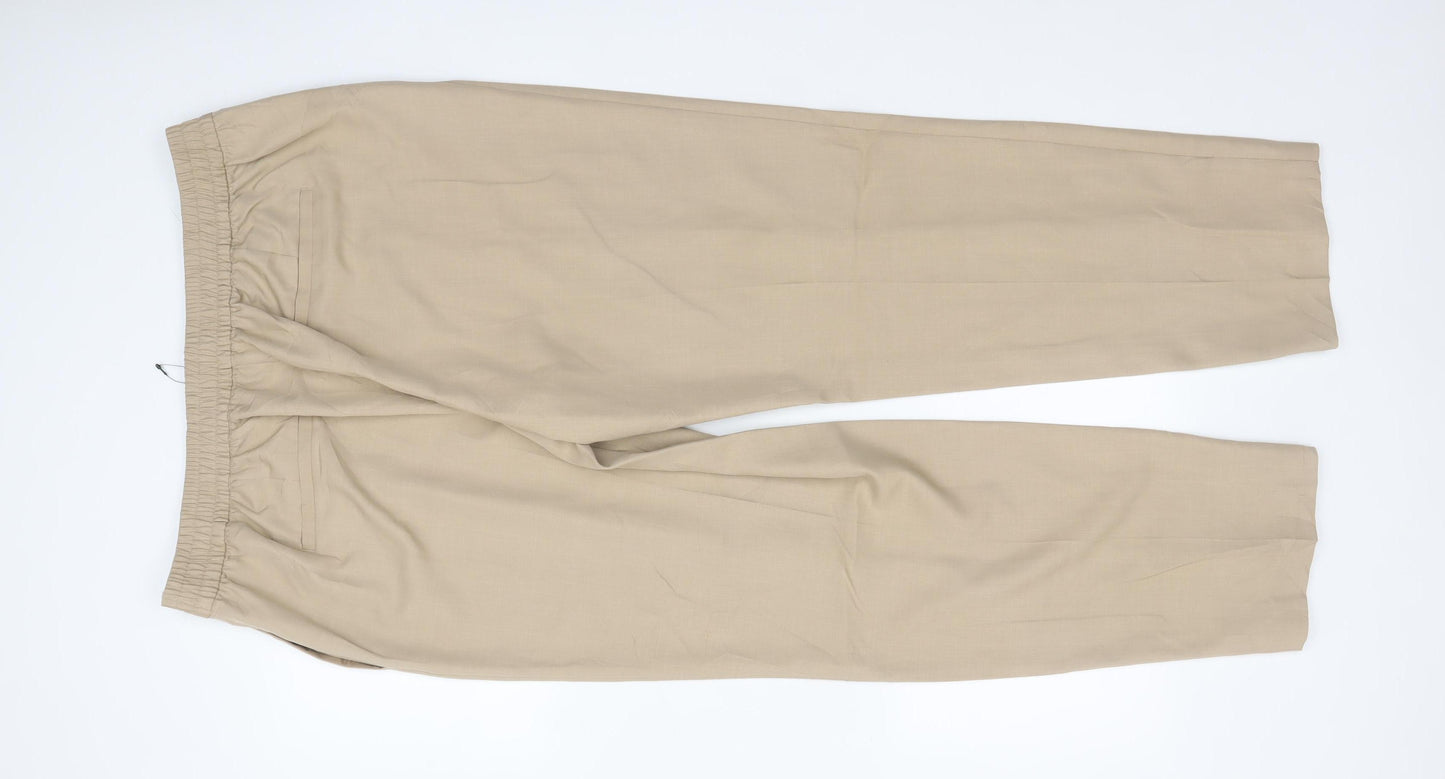 Marks and Spencer Women’s Beige Regular Fit Straight Trousers Size 18