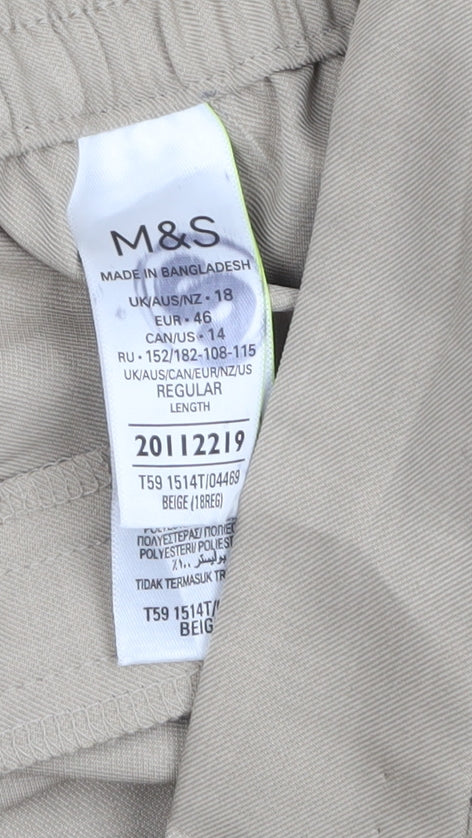 Marks and Spencer Women’s Beige Regular Fit Straight Trousers Size 18