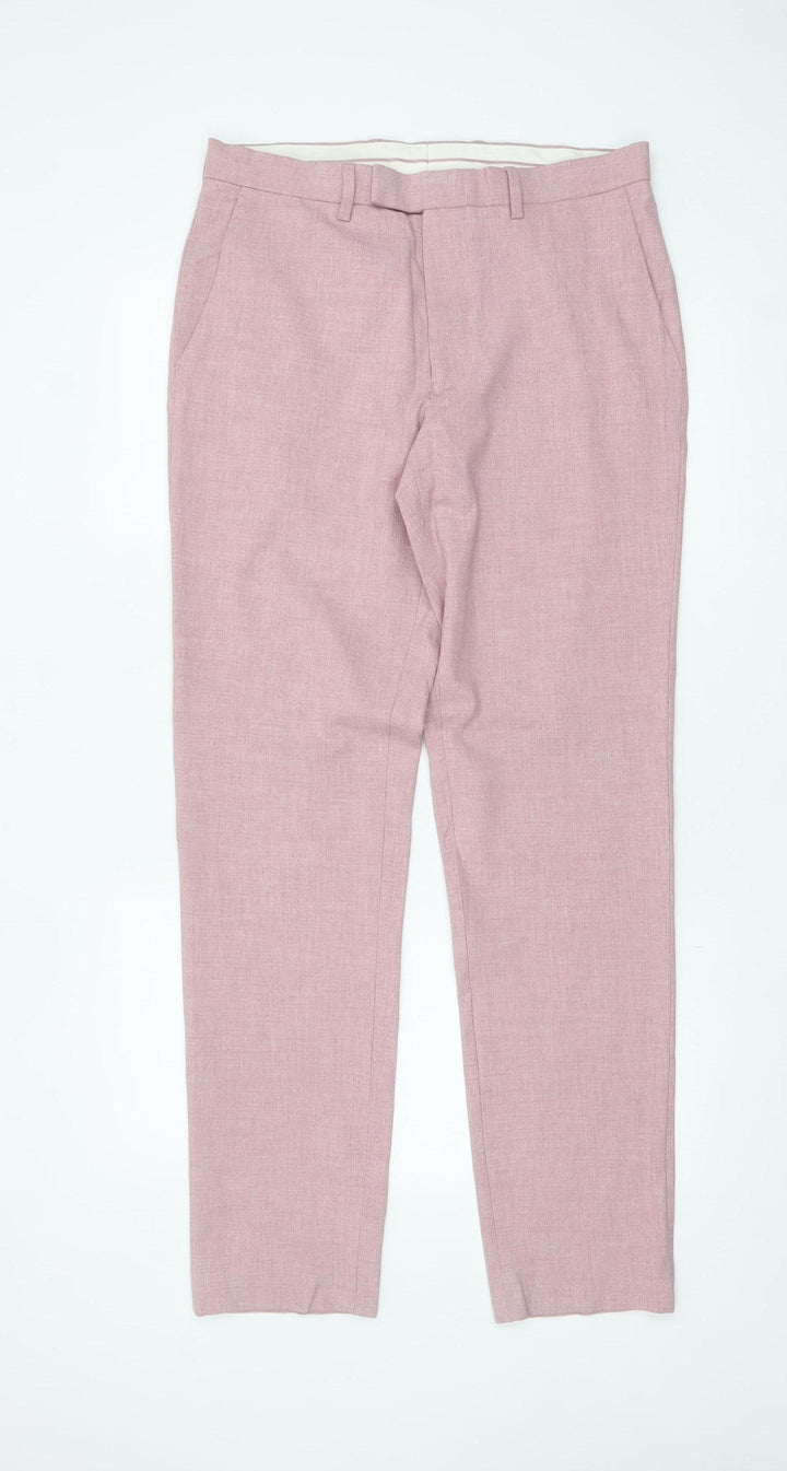 Marks and Spencer Men's Pink Slim Fit Trousers Size 32L