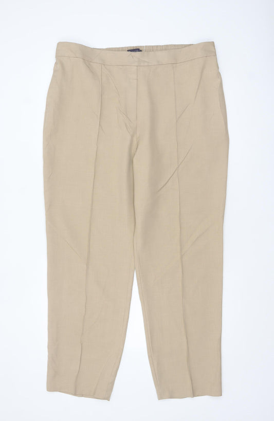Marks and Spencer Women’s Beige Size 20 Regular Polyester Straight Trousers