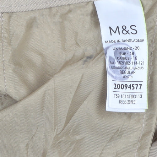 Marks and Spencer Women’s Beige Size 20 Regular Polyester Straight Trousers