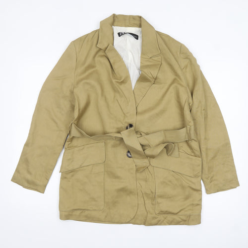 Zara Women’s Beige Linen Blend Belted Blazer XS