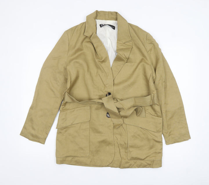 Zara Women’s Beige Linen Blend Belted Blazer XS