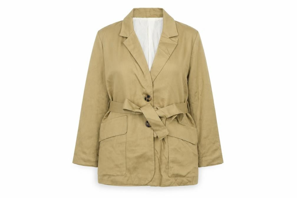 Zara Women’s Beige Linen Blend Belted Blazer XS