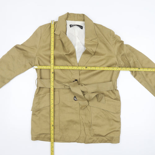 Zara Women’s Beige Linen Blend Belted Blazer XS