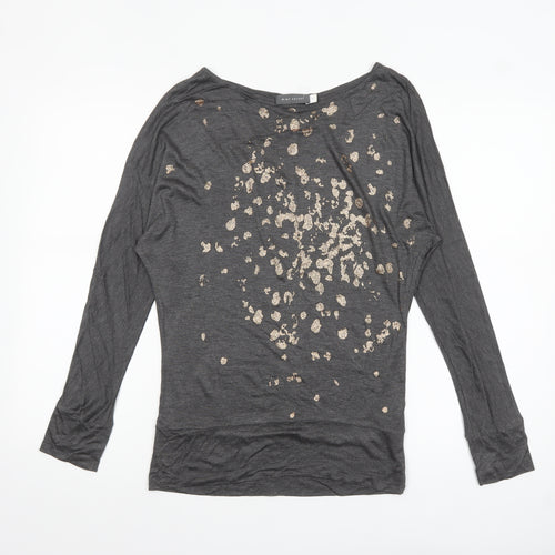 Mint Velvet Women’s Grey Sequin Animal Print Long Sleeve Top XS